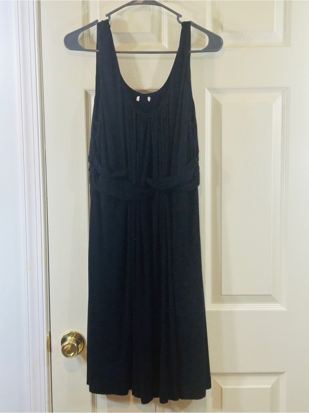 Soma Black Sleeveless Midi Dress with Twist Waist